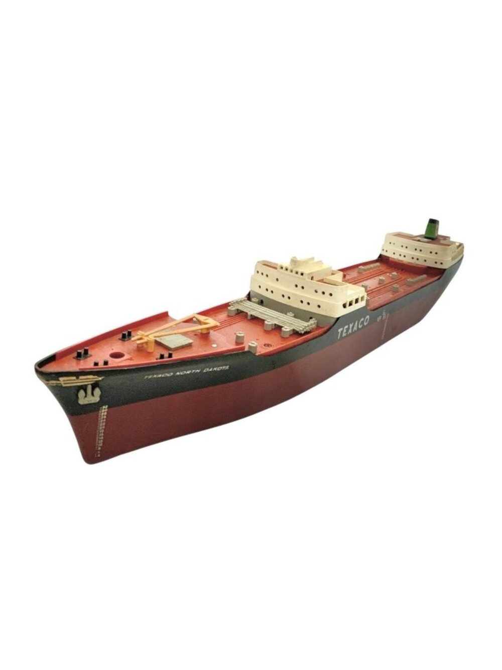 Ship Model Texaco Oil Tanker N. Dakota Vintage 1960s Toy Man-cave Office Decor